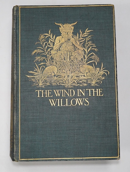 Grahame, Kenneth - The Wind in the Willows ... First Edition. frontispiece (by Graham Robertson) and tissue guard, half title; original gilt ruled and pictorial cloth, gilt top with other edges rough trimmed. Methuen and